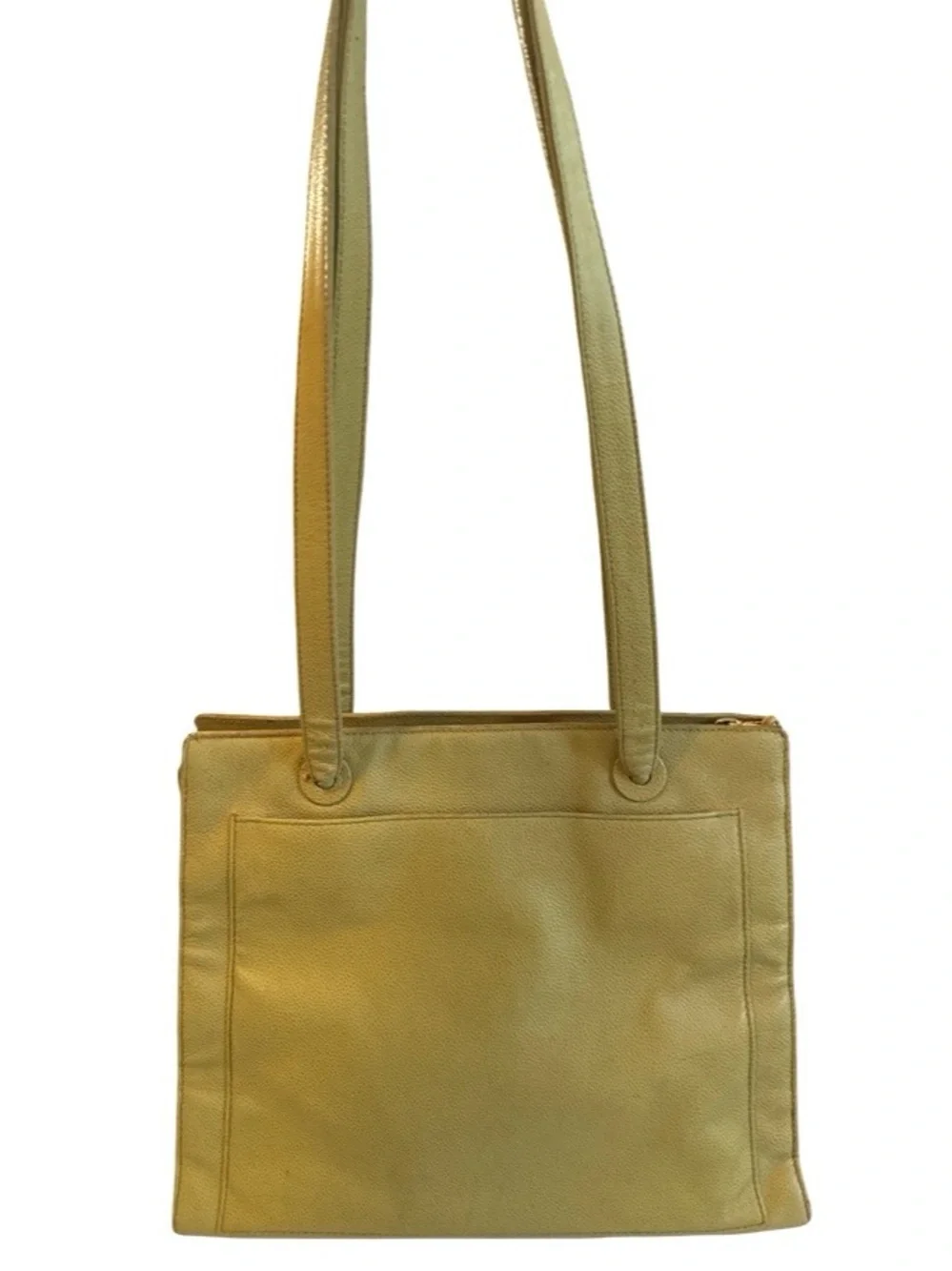 Vintage CHANEL Olive Green Caviar Leather CC Logo Shoulder Tote Bag